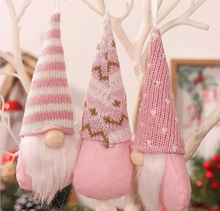 Load image into Gallery viewer, Cozy Christmas Gnome Trio – Plush Ornaments