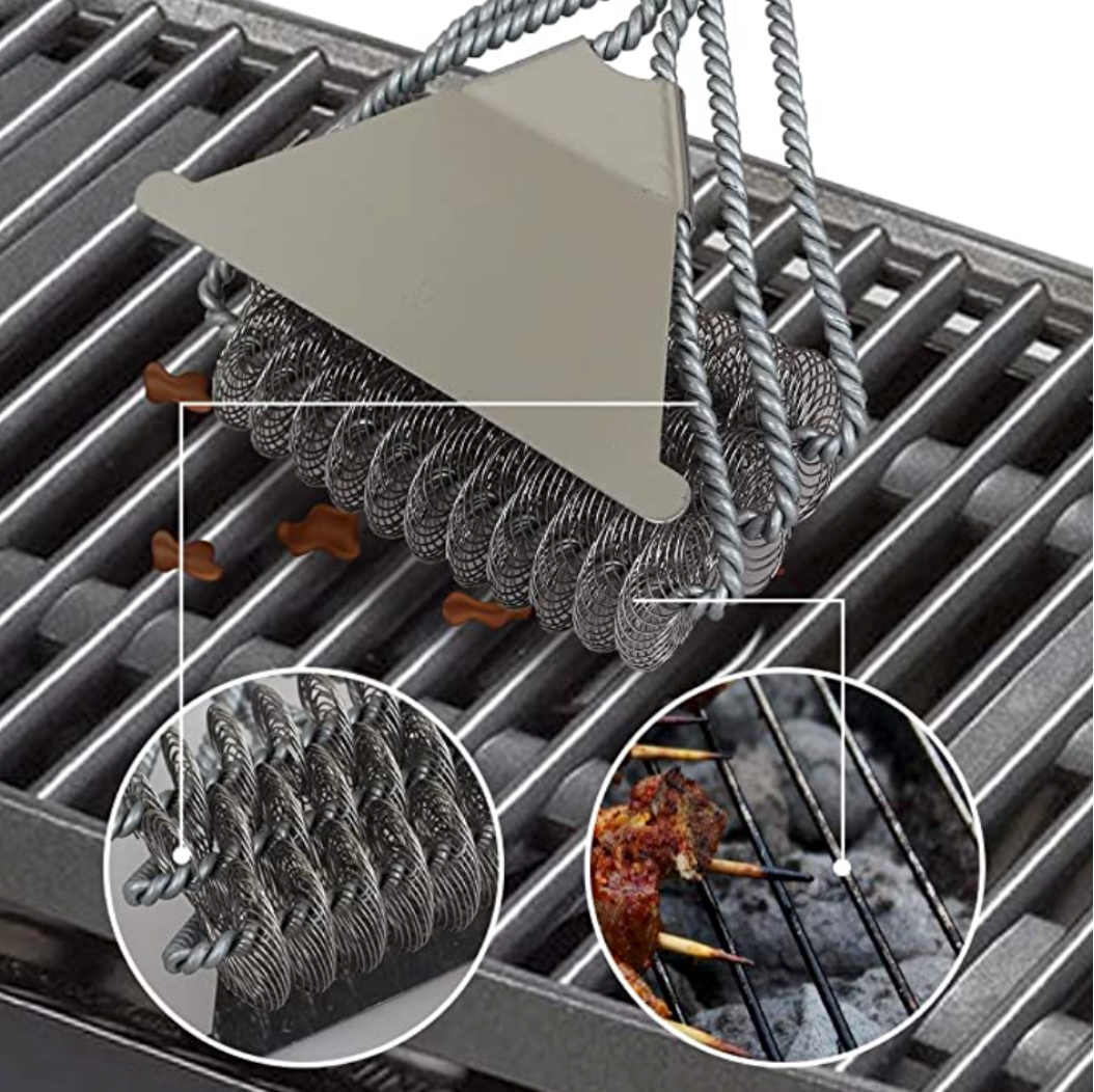 Bristle free Grill Brush and Scraper Home Oak