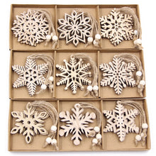 Load image into Gallery viewer, Vintage Wooden Snowflake Ornament Set (12pcs)
