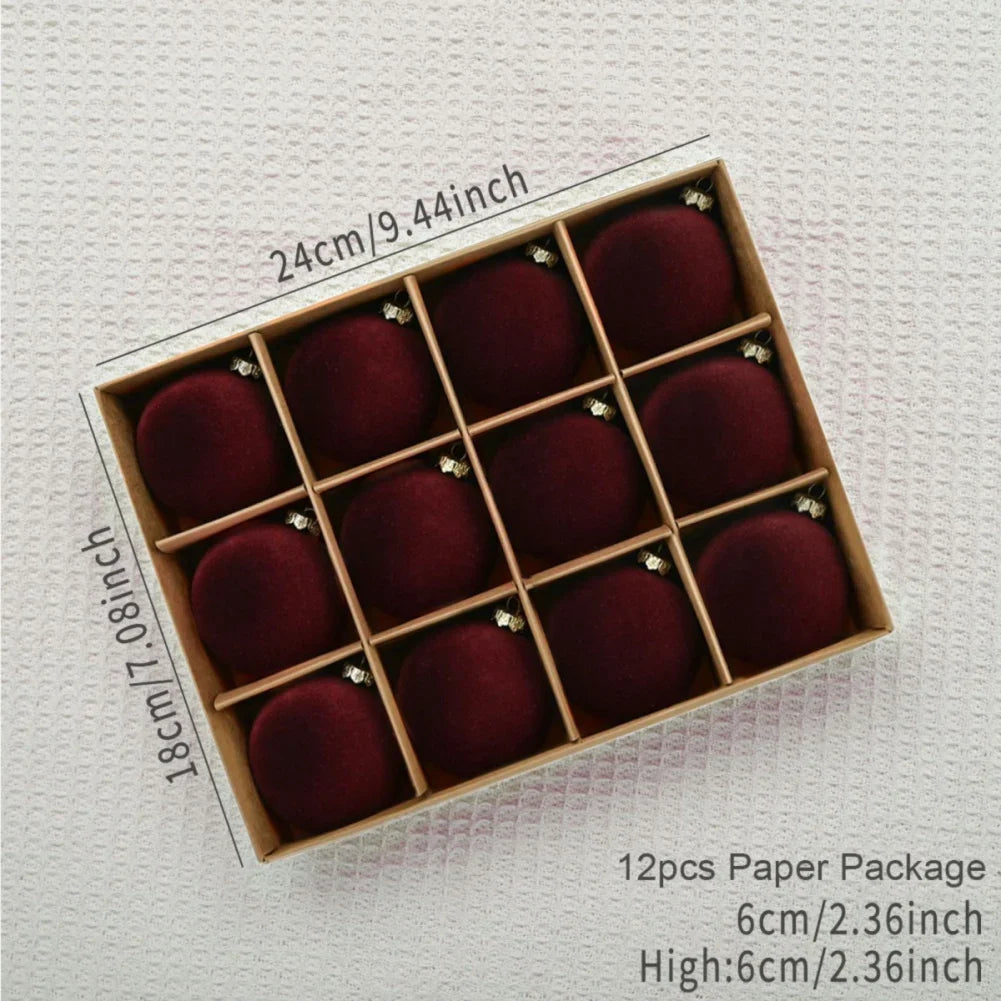 Velvet Christmas Bauble Set (12 pcs)