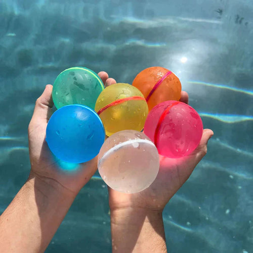 six reusable water balloons